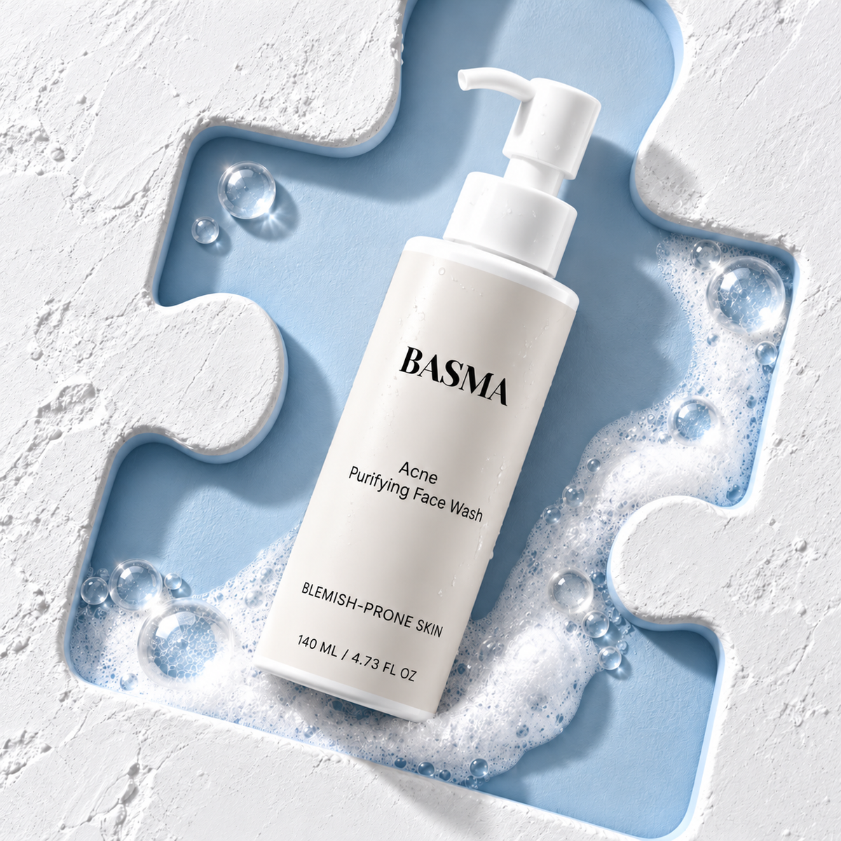 Basma Kosmetik Editorial: acne face wash puzzle foam
