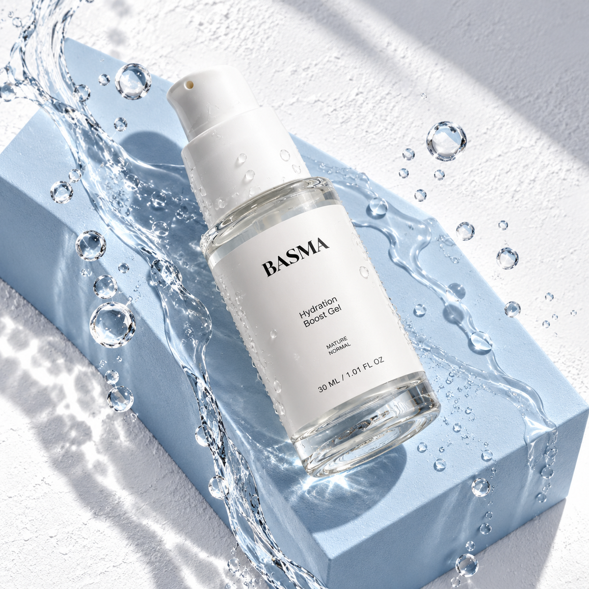 Basma Kosmetik Editorial: hydration gel blue water